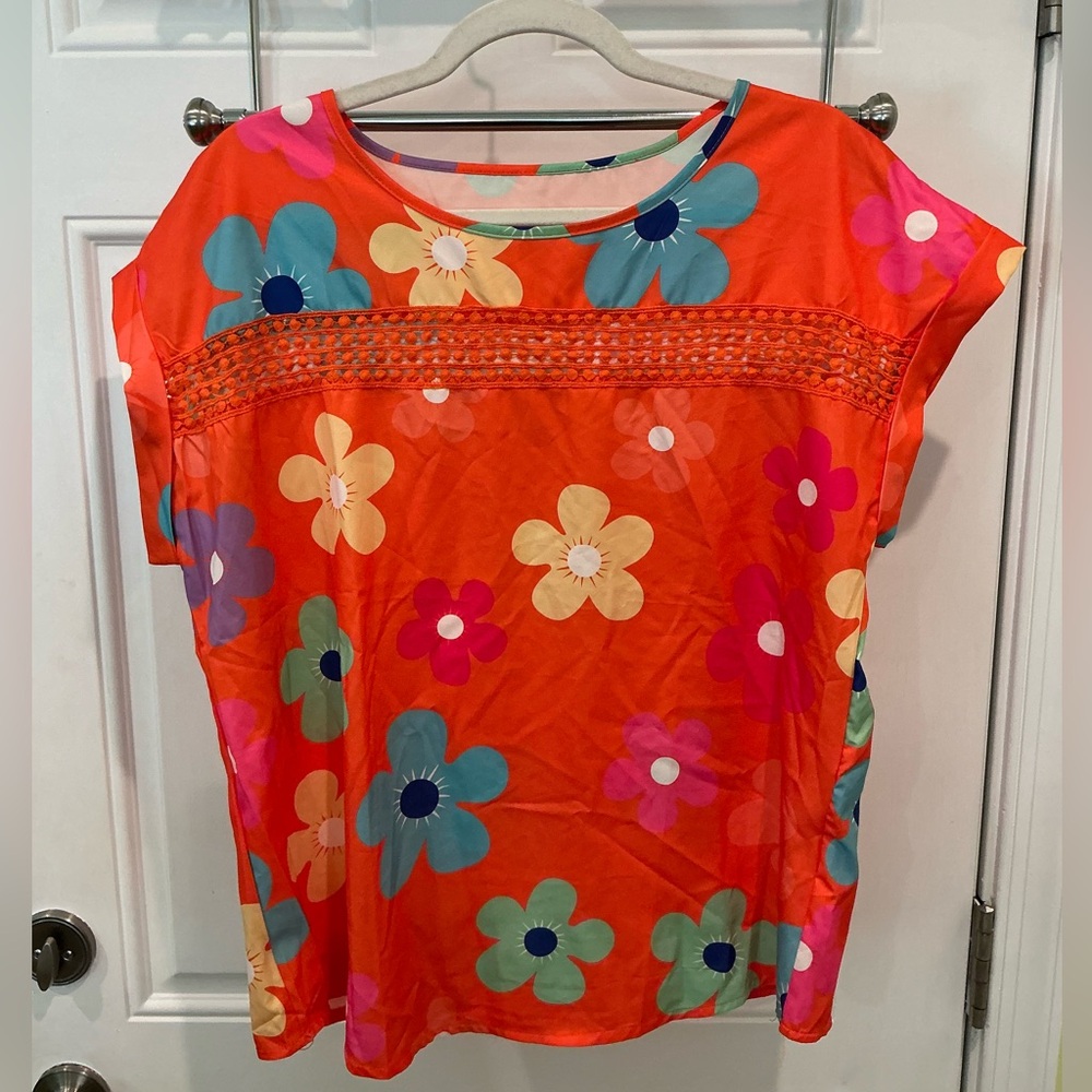 SHEIN Orange Floral Top